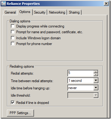 reliance netconnect broadband dial-up-connection-settings
